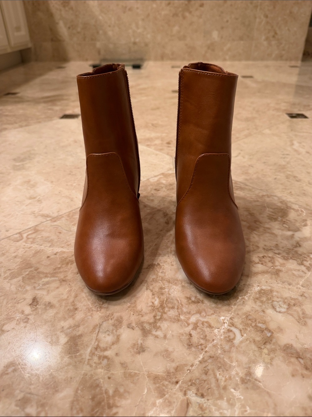 Old Navy Cognac Brown Ankle Booties Size 6.5 NWOT 3” Heel